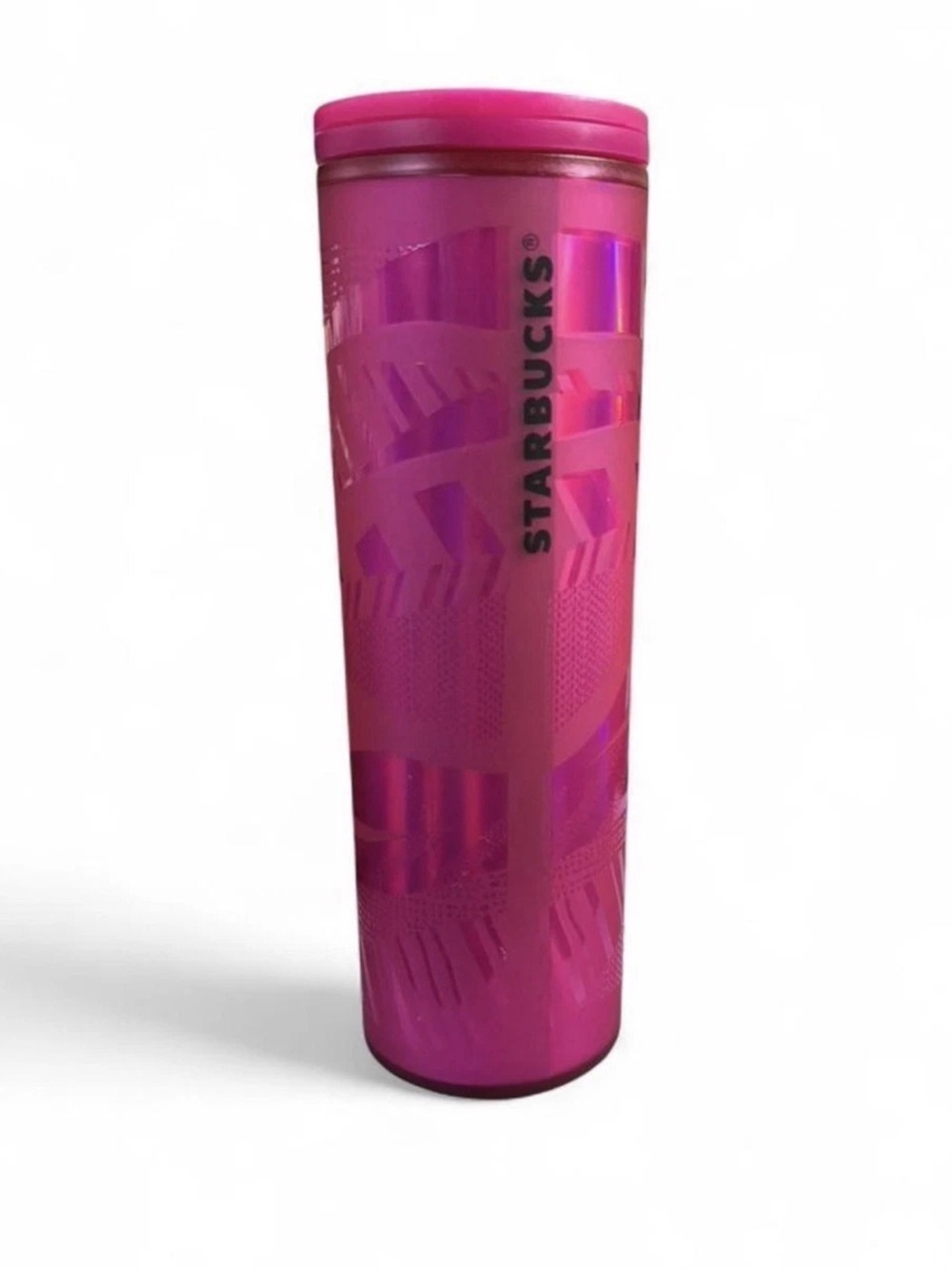 Retired Starbucks 2021 magenta pink ribbon cold cup tumbler 16oz.Sip Lid NWT